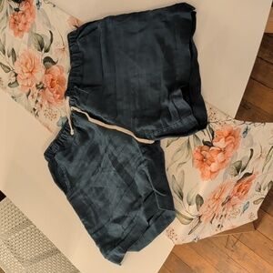 Alex Crane Linen Shorts (TEAL)